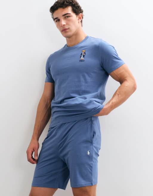 Polo Ralph Lauren co-ord sleep shorts in mid blue, 2 of 4