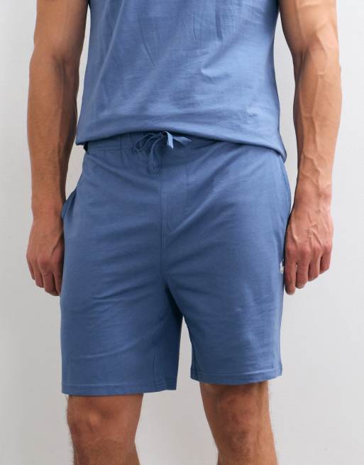 Polo Ralph Lauren co-ord sleep shorts in mid blue, 4 of 4