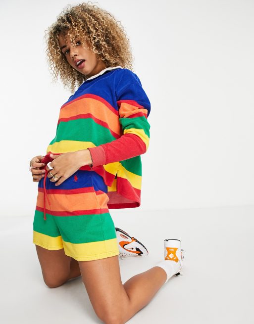 Polo Ralph Lauren co-ord terry toweling shorts in multi stripe