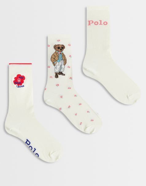 Polo Ralph Lauren - Coffret cadeau avec 3 paires de chaussettes à logo Polo Bear - Ivoire - view 1