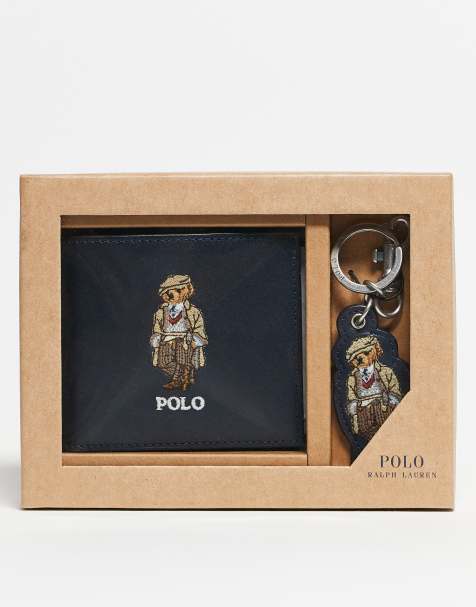 Polo Ralph Lauren - Coffret cadeau avec portefeuille à deux volets en cuir et logo classique ourson et porte-clefs - Noir - view 1