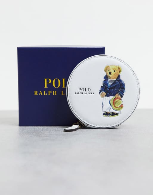 Polo Ralph Lauren coin purse with bear logo in white