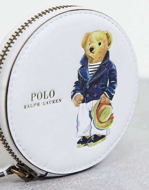 Polo Ralph Lauren coin purse with bear logo in white
