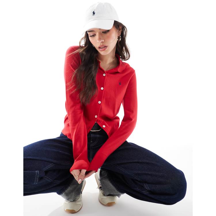 Polo Ralph Lauren collared button front cardigan with logo