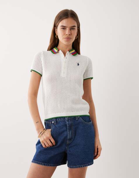Polo Ralph Lauren collared sweater in white multi - view 1