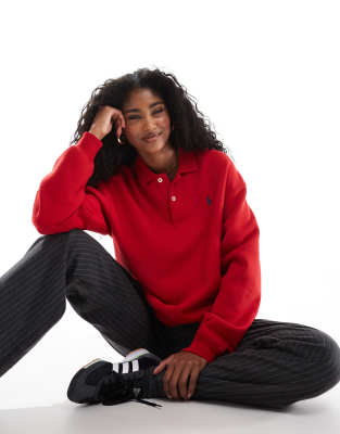 Polo Ralph Lauren Collared Sweatshirt With Logo In Red