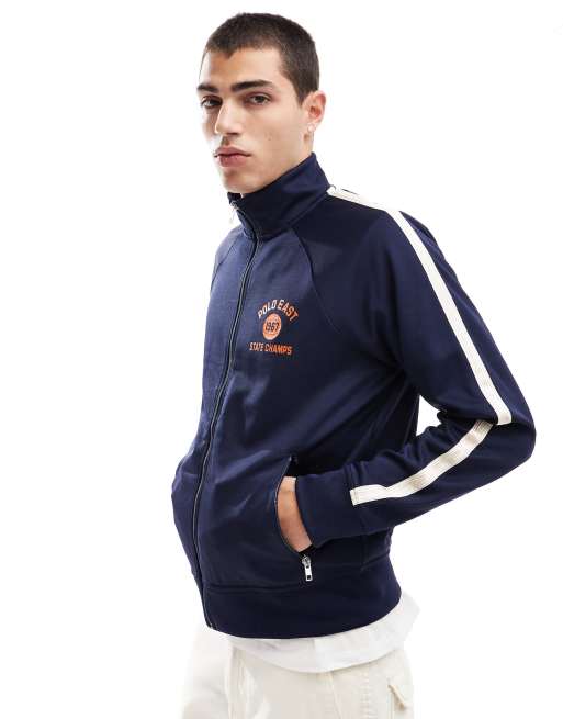 Polo Ralph Lauren collegiate back logo tricot track jacket in navy