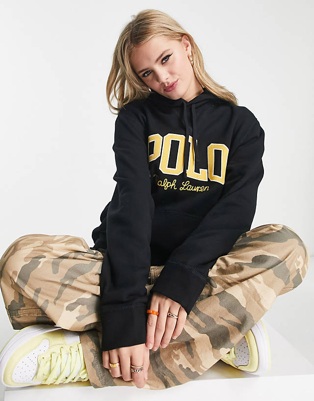 Polo Ralph Lauren - collegiate logo fleece hoodie in black