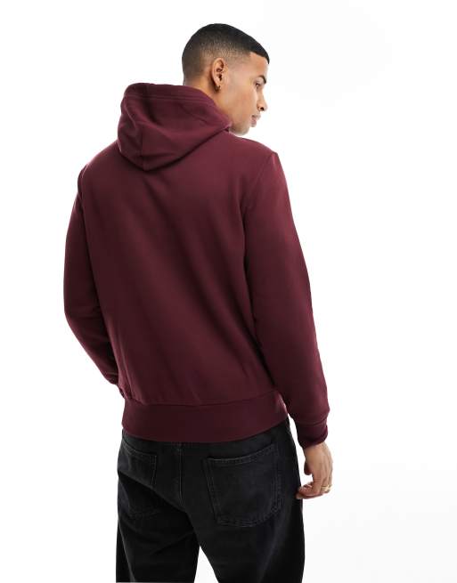 Polo Ralph Lauren collegiate logo fleece hoodie in burgundy