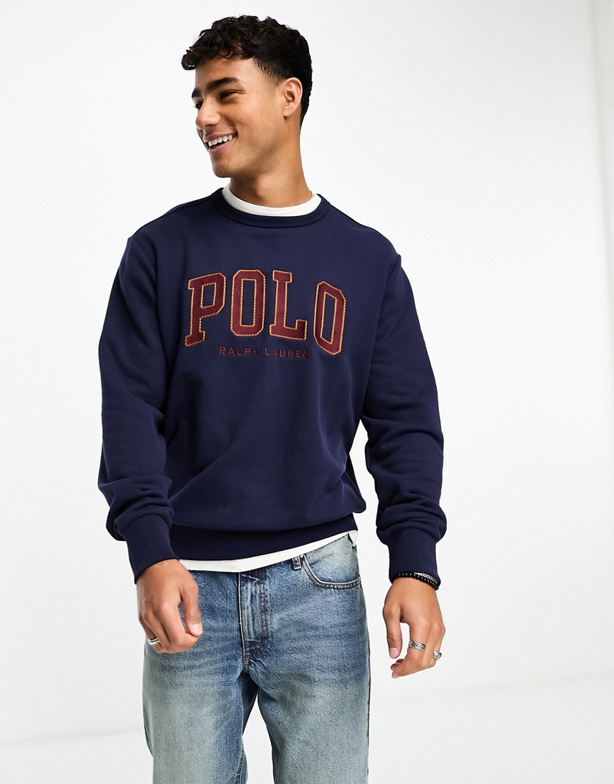 Polo Ralph Lauren Collegiate Logo Fleece Sweatshirt In Navy