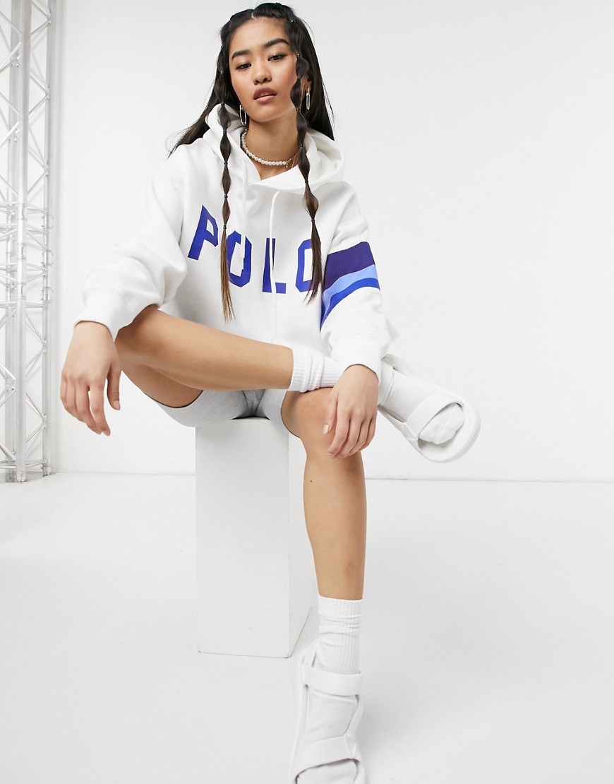 Polo Ralph Lauren collegiate logo hoodie in white