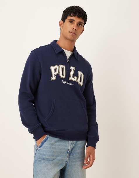 Polo Ralph Lauren collegiate logo long sleeve sweatshirt in navy - view 1