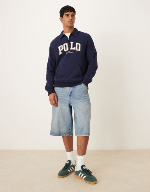 Polo Ralph Lauren collegiate logo long sleeve sweatshirt in navy, 2 of 5