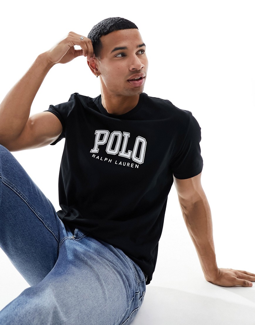 Polo Ralph Lauren collegiate logo t-shirt classic oversized fit in black