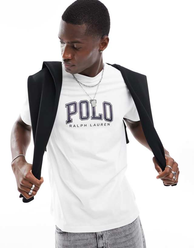 Polo Ralph Lauren - collegiate logo t-shirt classic oversized fit in white