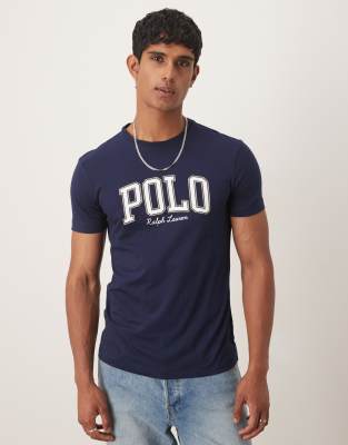 Polo Ralph Lauren collegiate script logo t-shirt in navy | ASOS