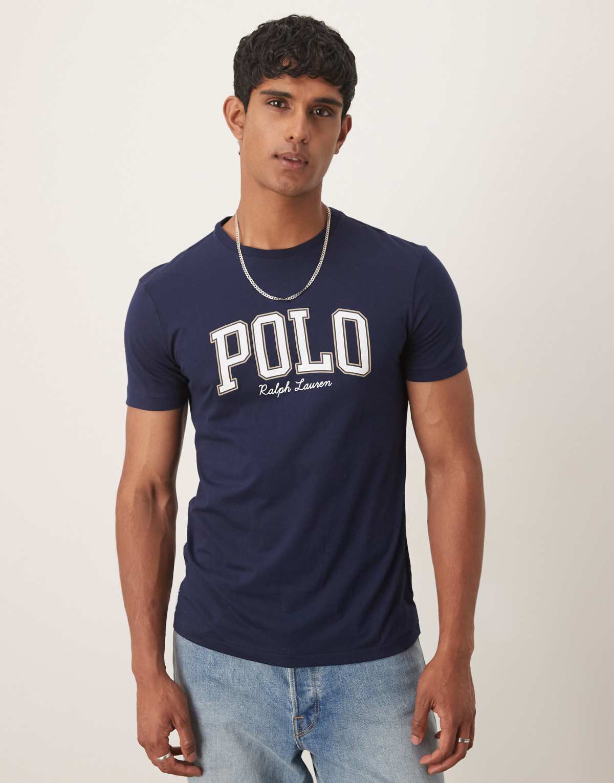 Polo Ralph Lauren collegiate script logo t-shirt in navy