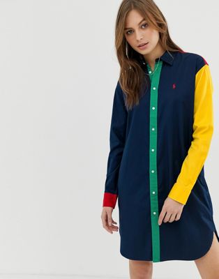 polo ralph lauren colour block shirt dress