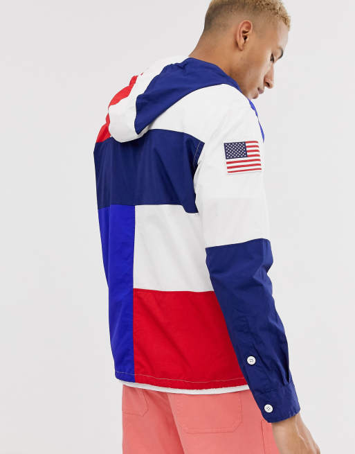 Jacket red white blue sale