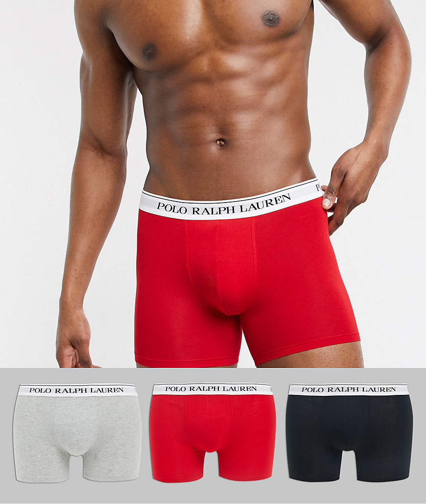 Polo Ralph Lauren - Confezione da 3 boxer aderenti grigio/rosso/nero