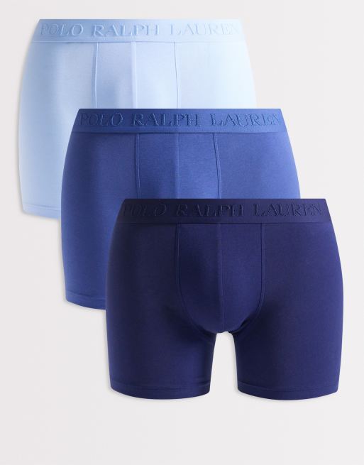 Polo Ralph Lauren - Confezione da 3 boxer in cotone elasticizzato tono su tono blu multicolore