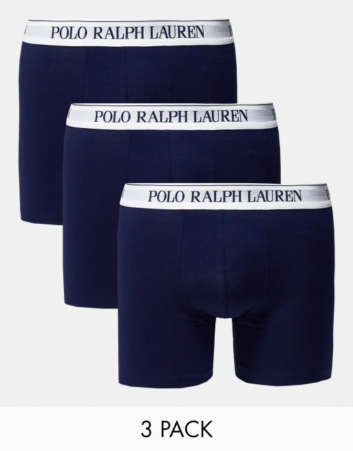 Polo Ralph Lauren - Confezione da 3 paia di boxer aderenti blu navy con elastico in vita a contrasto con logo
