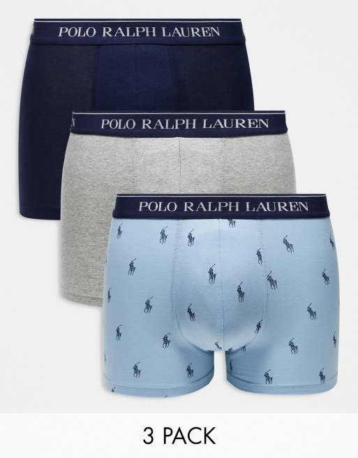 Polo Ralph Lauren - Confezione da 3 paia di boxer aderenti blu navy con fascia in vita con logo