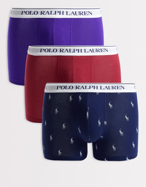 Polo Ralph Lauren - Confezione da 3 paia di boxer viola multicolore con logo