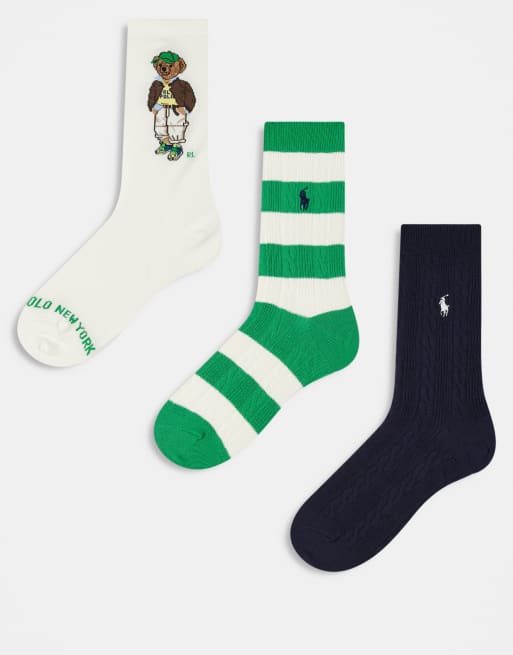 Polo Ralph Lauren - Confezione da 3 paia di calzini multicolore con logo dell'orsetto