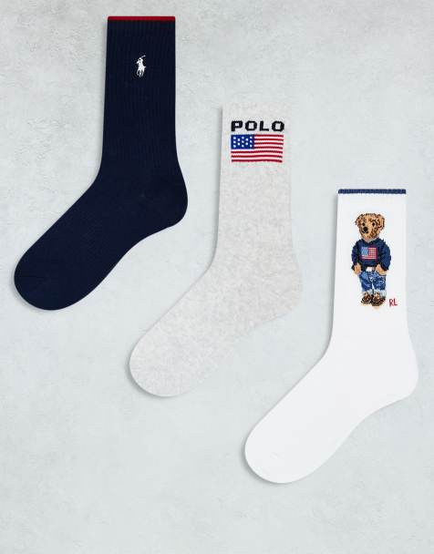 Polo Ralph Lauren - Confezione da 3 paia di calzini multicolore con orso, logo e bandiera - view 1