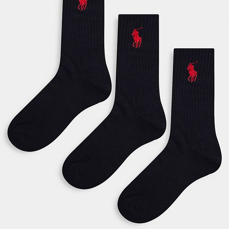 Confezione da 3 paia di calzini sportivi neri con logo del pony Asos Uomo Sport & Swimwear Abbigliamento sportivo Intimo sportivo 