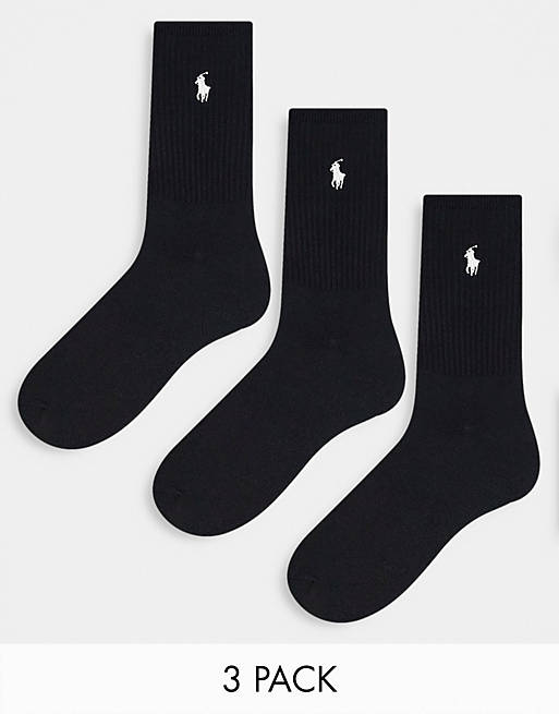 Polo Ralph Lauren - Confezione da 3 paia di calzini super morbidi neri 