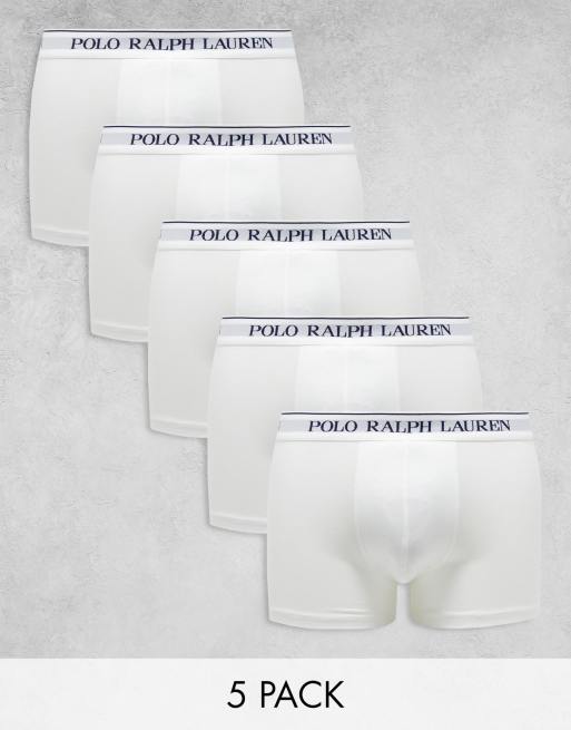 Polo Ralph Lauren - Confezione da 5 paia di boxer aderenti bianchi con fascia in vita con logo