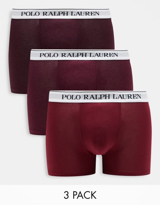 Polo Ralph Lauren - Confezione da tre paia di boxer aderenti bordeaux con elastico in vita con logo