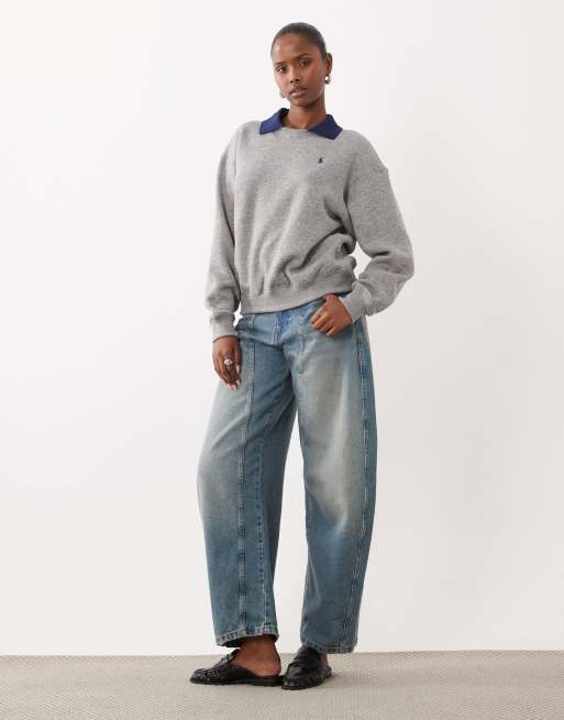 Polo Ralph Lauren contrast collar sweatshirt in navy, 2 of 4