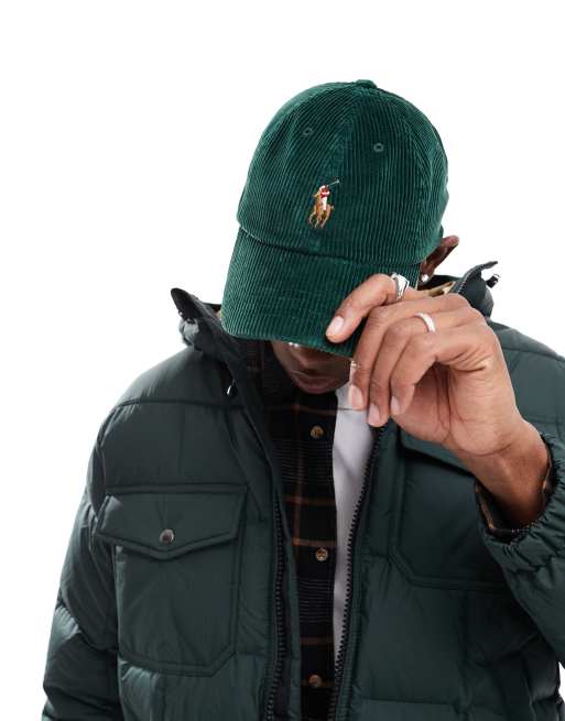 Polo Ralph Lauren – Cord-Baseballkappe in Dunkelgrün mit Markenlogo, 3 von 4