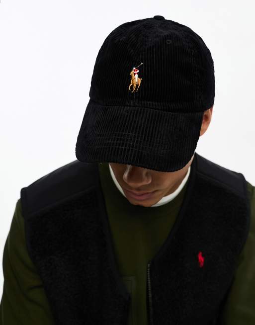 Polo Ralph Lauren cord cap in green with multi pony logo