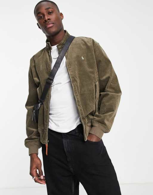 Polo Ralph Lauren cord lined harrington jacket in green ASOS