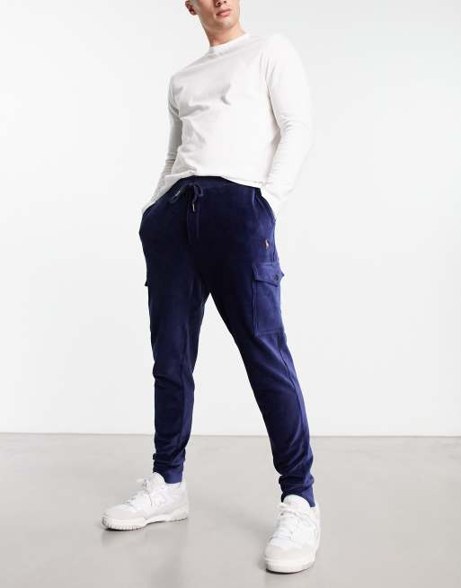 Polo Ralph Lauren cord sweat cargo joggers in navy | ASOS