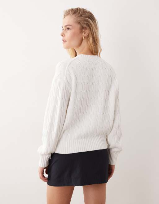 Polo Ralph Lauren cotton cable knit jumper in white, 4 of 4