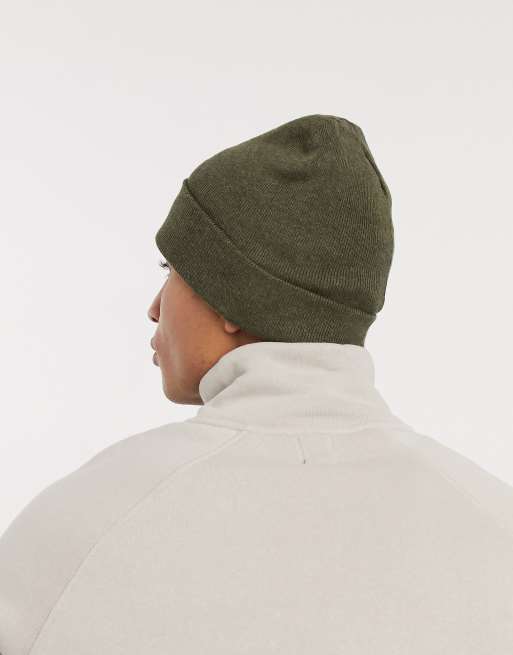 Polo Ralph Lauren cotton fine ribbed beanie in olive green with pony logo