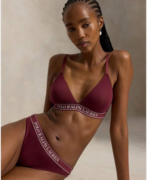 Polo Ralph Lauren Cotton ribbed bikini in burgandy - view 1