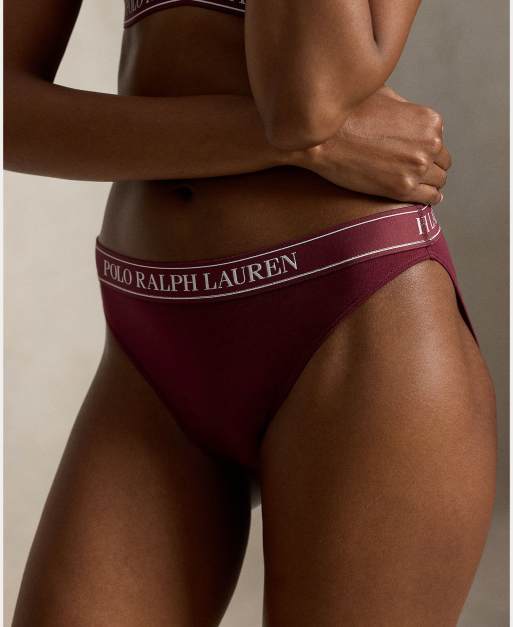 Polo Ralph Lauren Cotton ribbed bikini in burgandy, 2 of 5