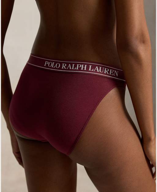 Polo Ralph Lauren Cotton ribbed bikini in burgandy, 3 of 5