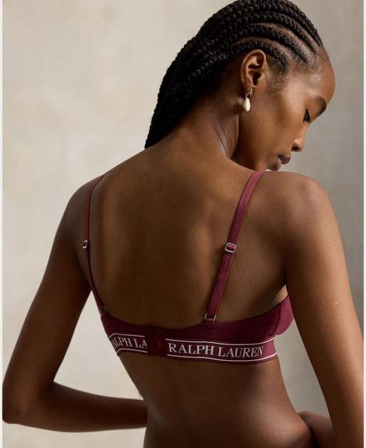 Polo Ralph Lauren Cotton ribbed triangle bralette in burgandy, 3 of 5