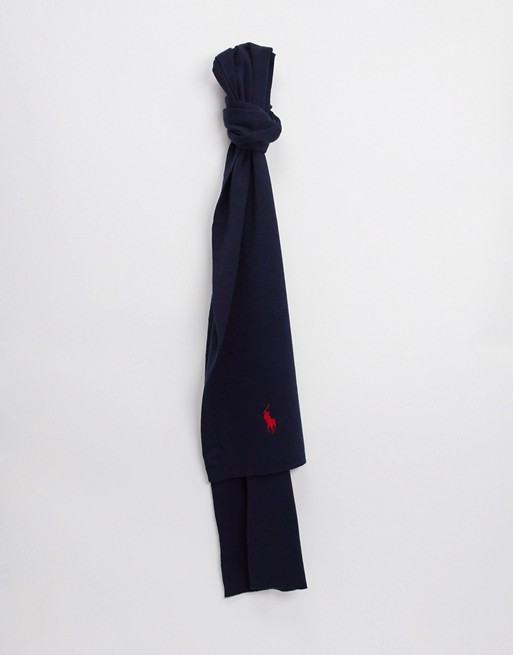 Polo Ralph Lauren cotton stretched scarf in navy with logo
