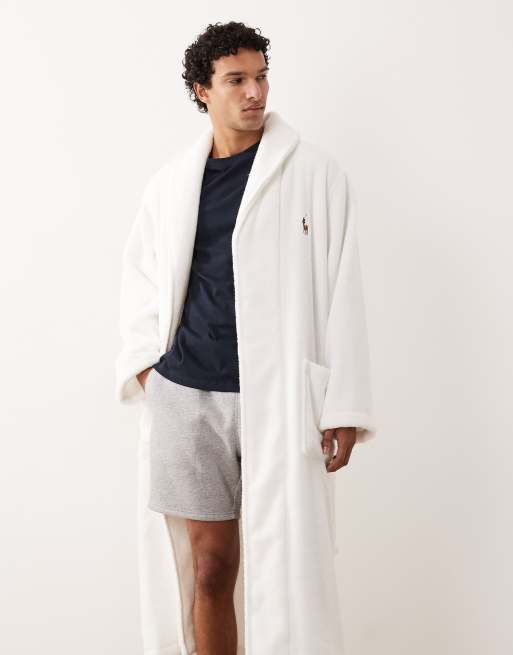 Polo Ralph Lauren cotton terry sleep robe in white, 3 of 5
