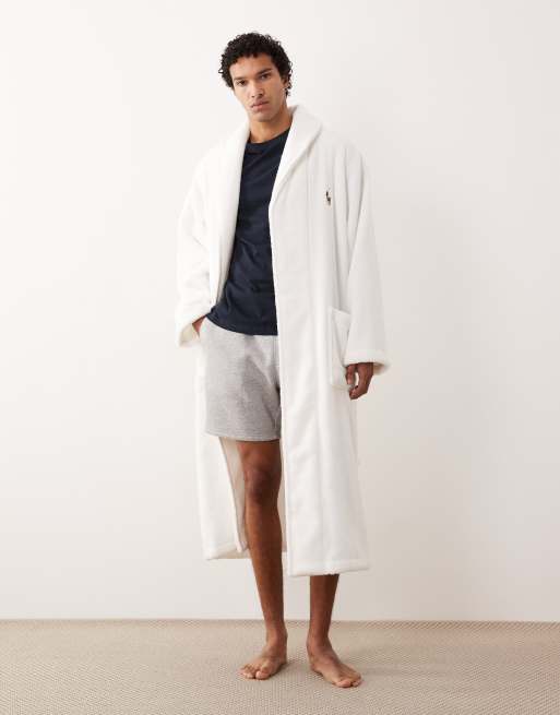 Polo Ralph Lauren cotton terry sleep robe in white, 4 of 5