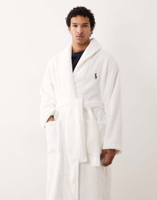 Polo Ralph Lauren cotton terry sleep robe in white, 5 of 5