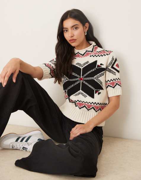 Polo Ralph Lauren cotton wool blend cropped knit jumper in cream - view 1